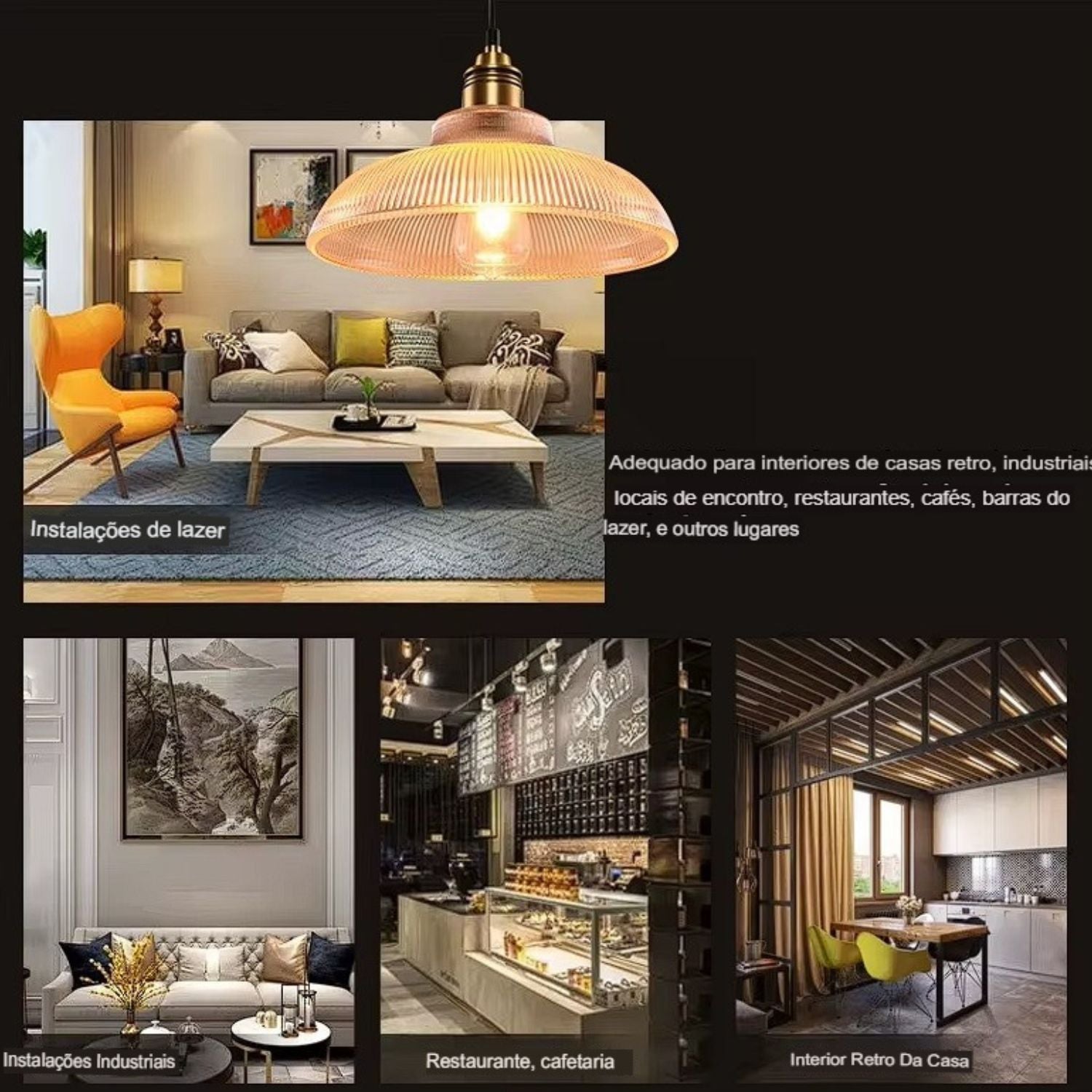 Pendente de Vidro Listrado Classic