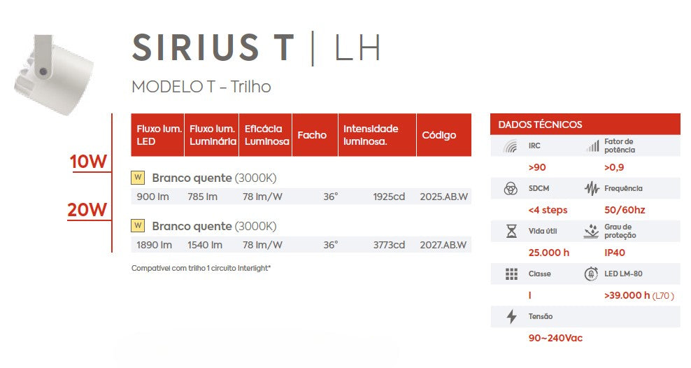 Sirius Trilho 1 Circuito LH Interlight