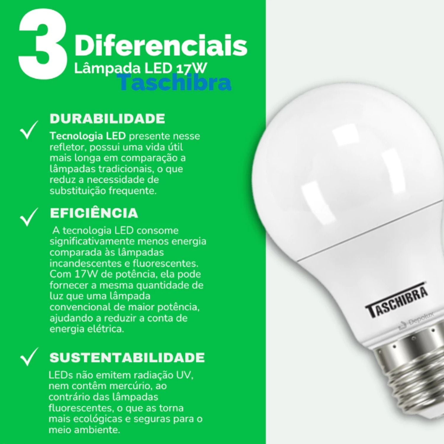 Lâmpada Bulbo LED 17W - Taschibra