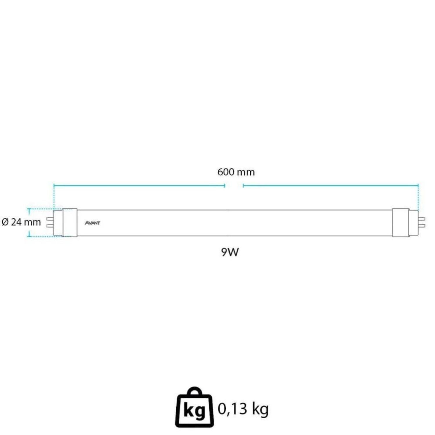 Lâmpada Tubular LED T8 9W - Avant