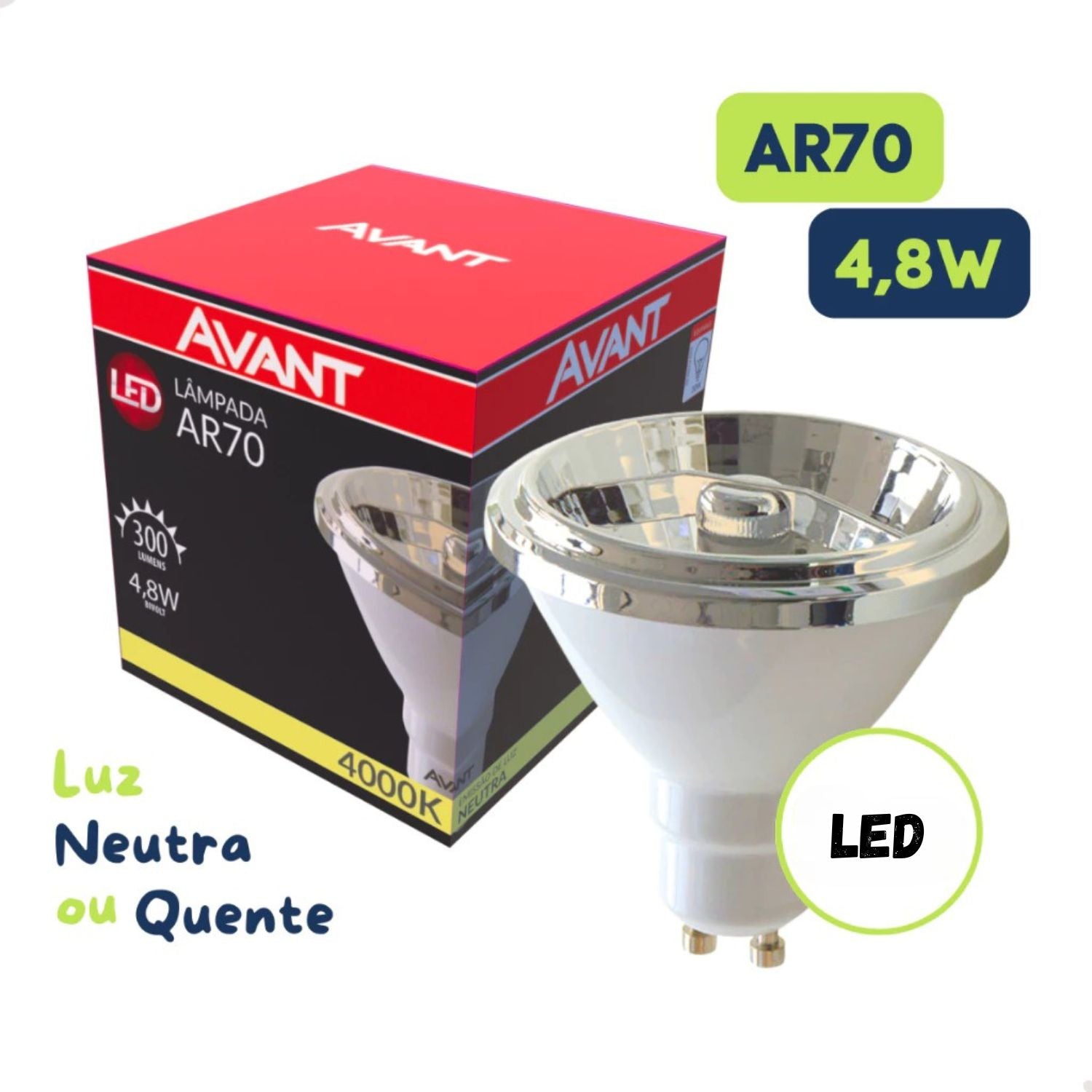Lâmpada AR70 LED GU10 4,8W - Avant