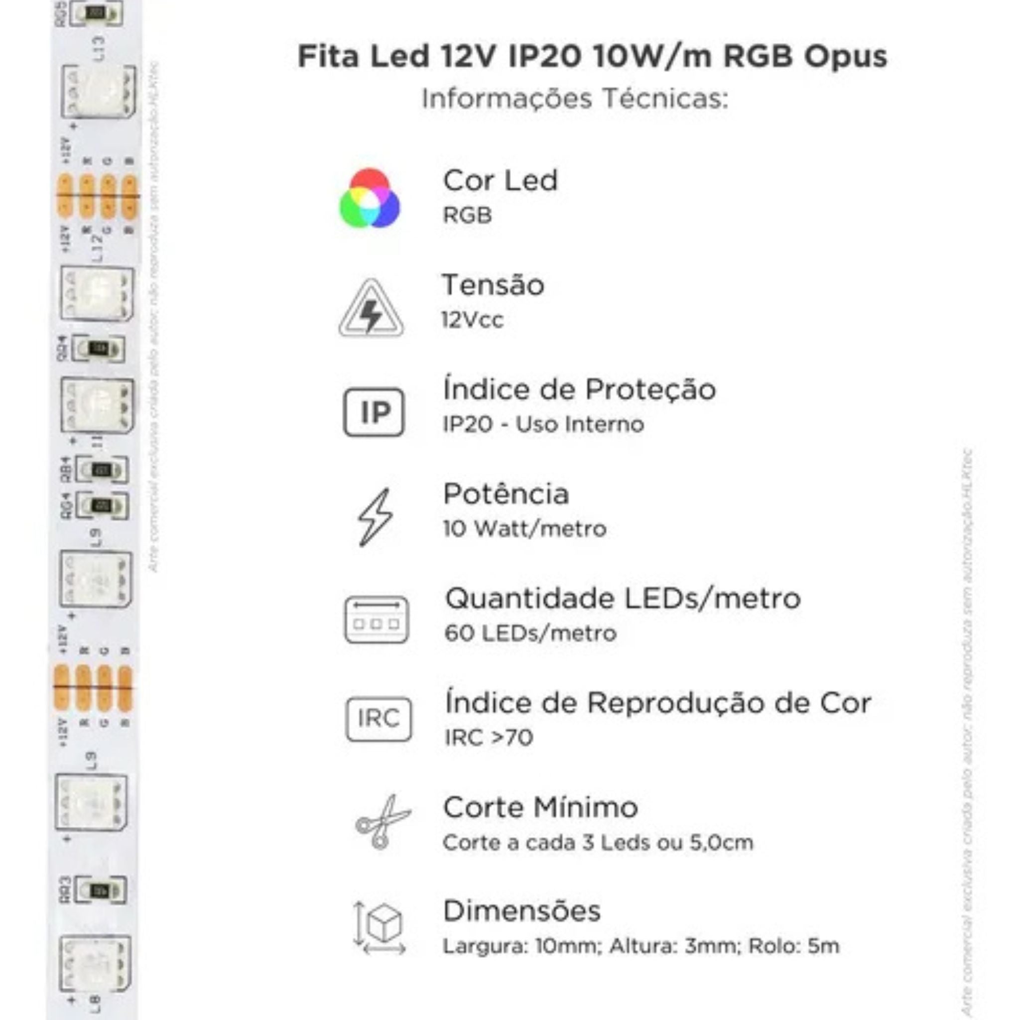 FITA LED DIGITAL RGB 60LEDS/m 10W IP20 - Opus