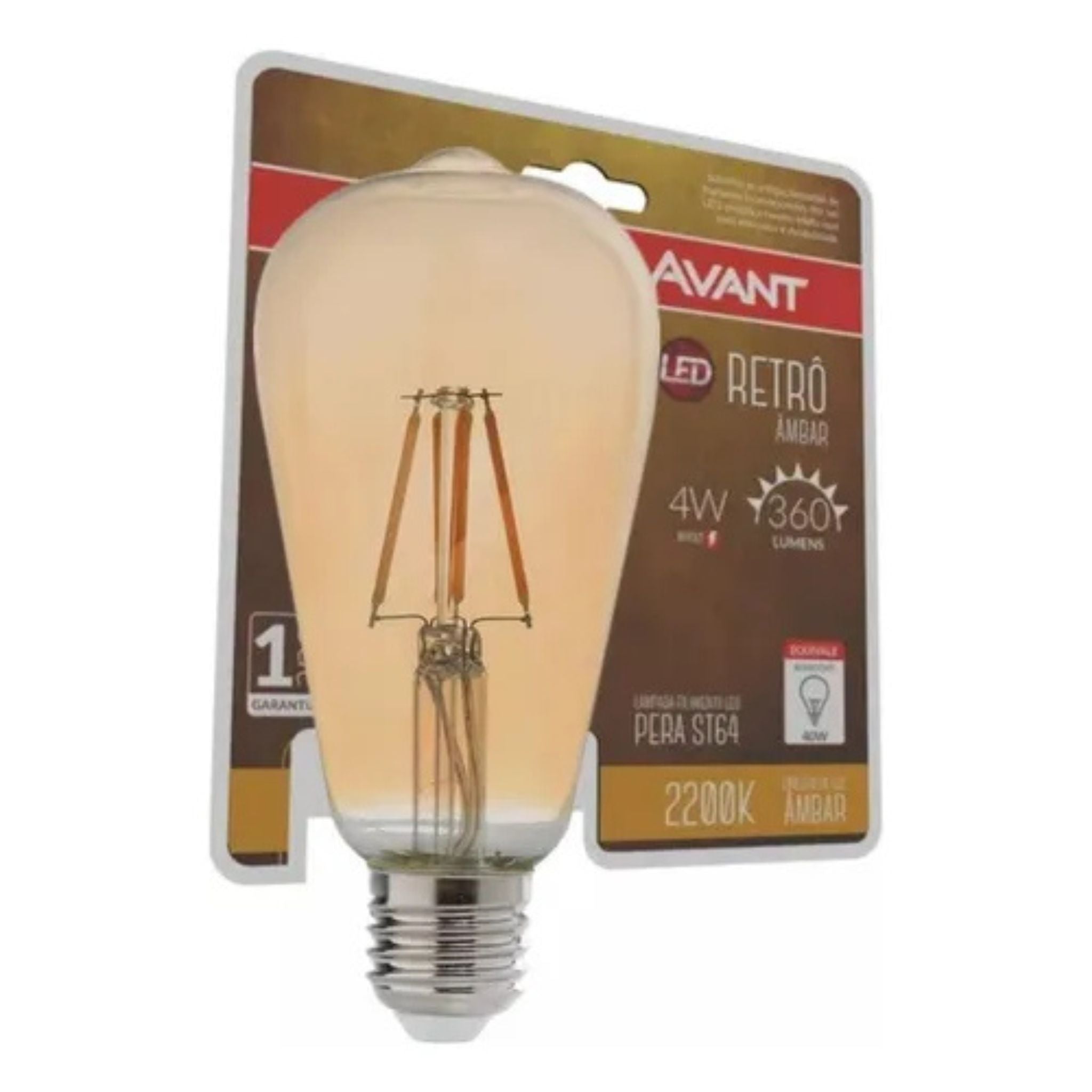 Lâmpada LED ST64 Filamento Âmbar Vintage 4W (Eq. 40W) – Opus