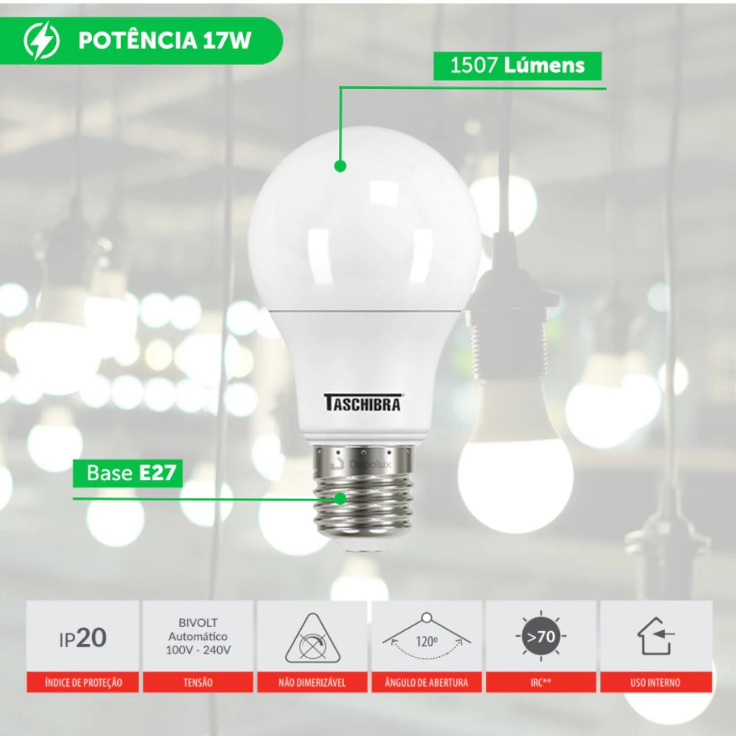 Lâmpada Bulbo LED 17W - Taschibra