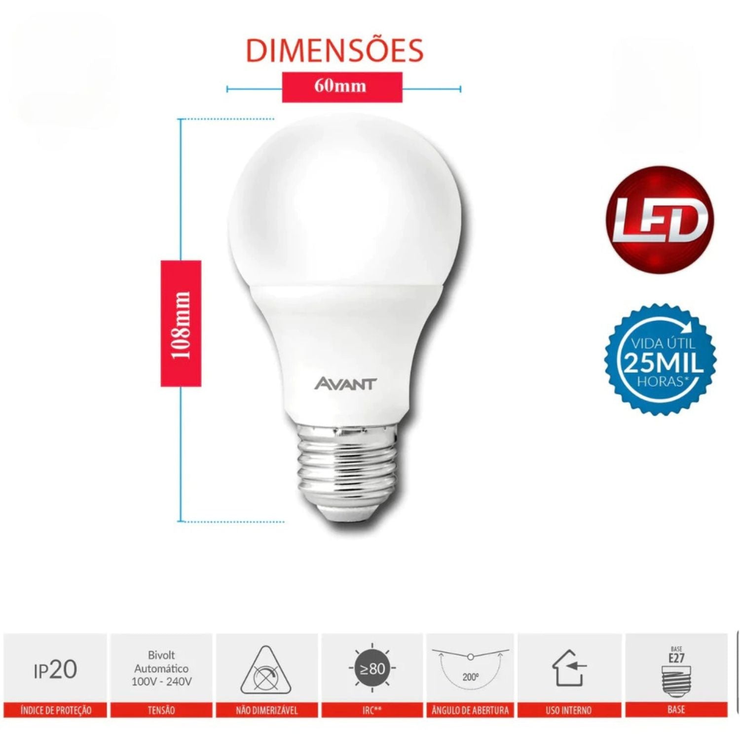 Lâmpada LED Bulbo 9W - Avant