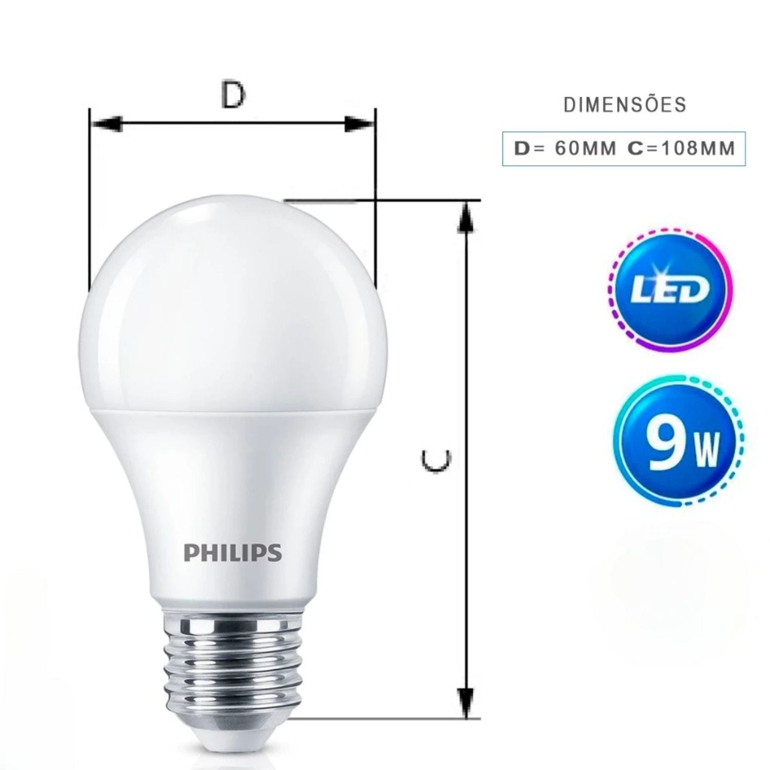 Lâmpada Bulbo LED 9W - Philips