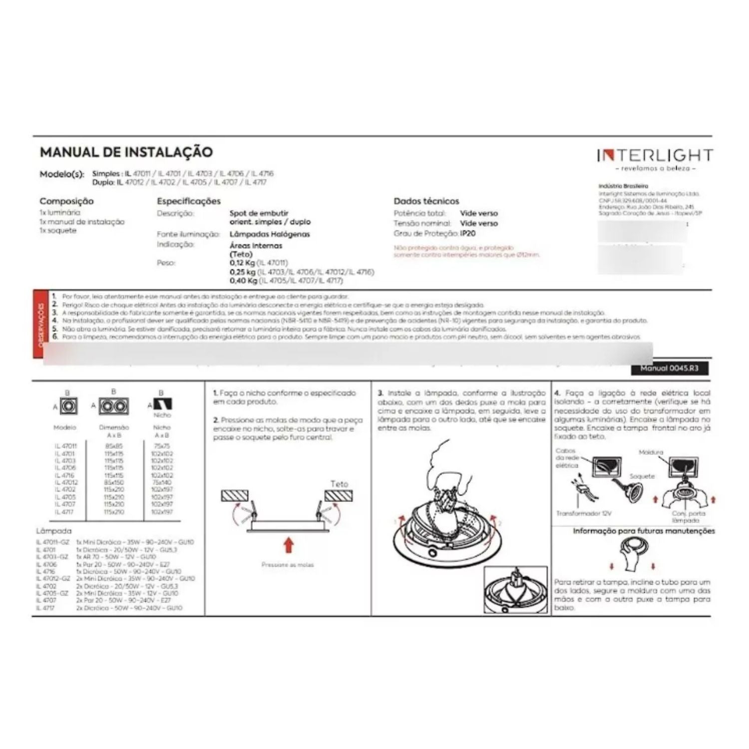 Spot Embutir Orientável Recuado Dicróica - Interlight 4716