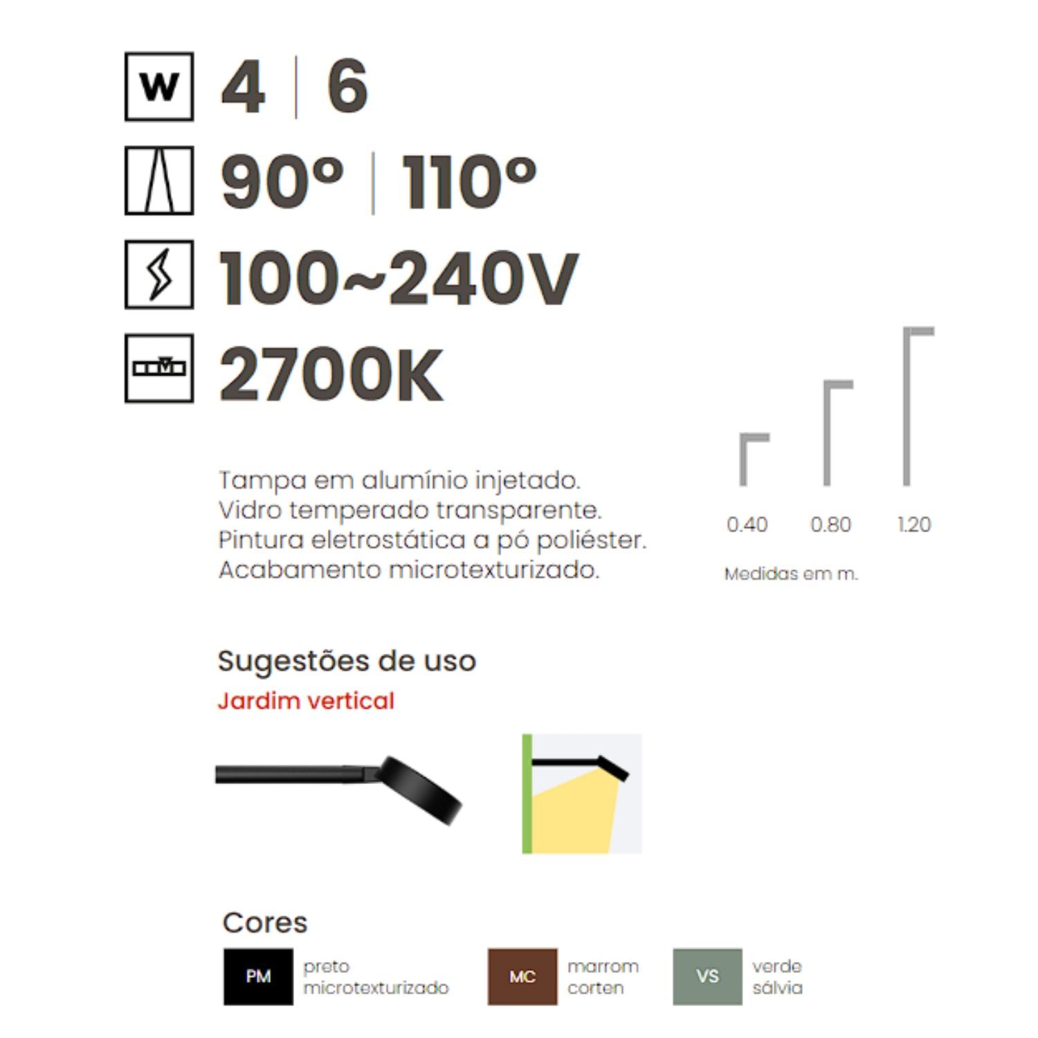 Poste Balizador Tibo Orientável LED