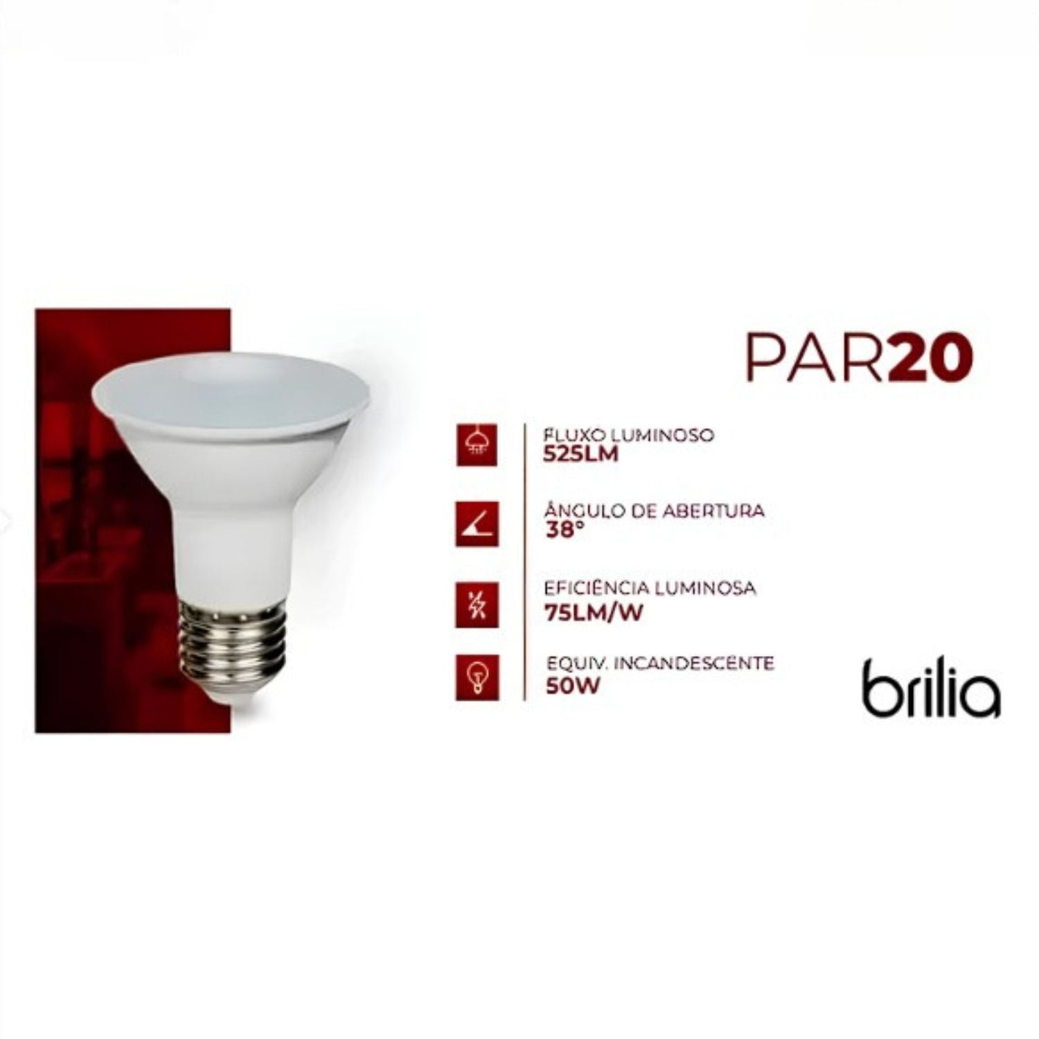 Lâmpada LED PAR20 E27 7W - Brilia