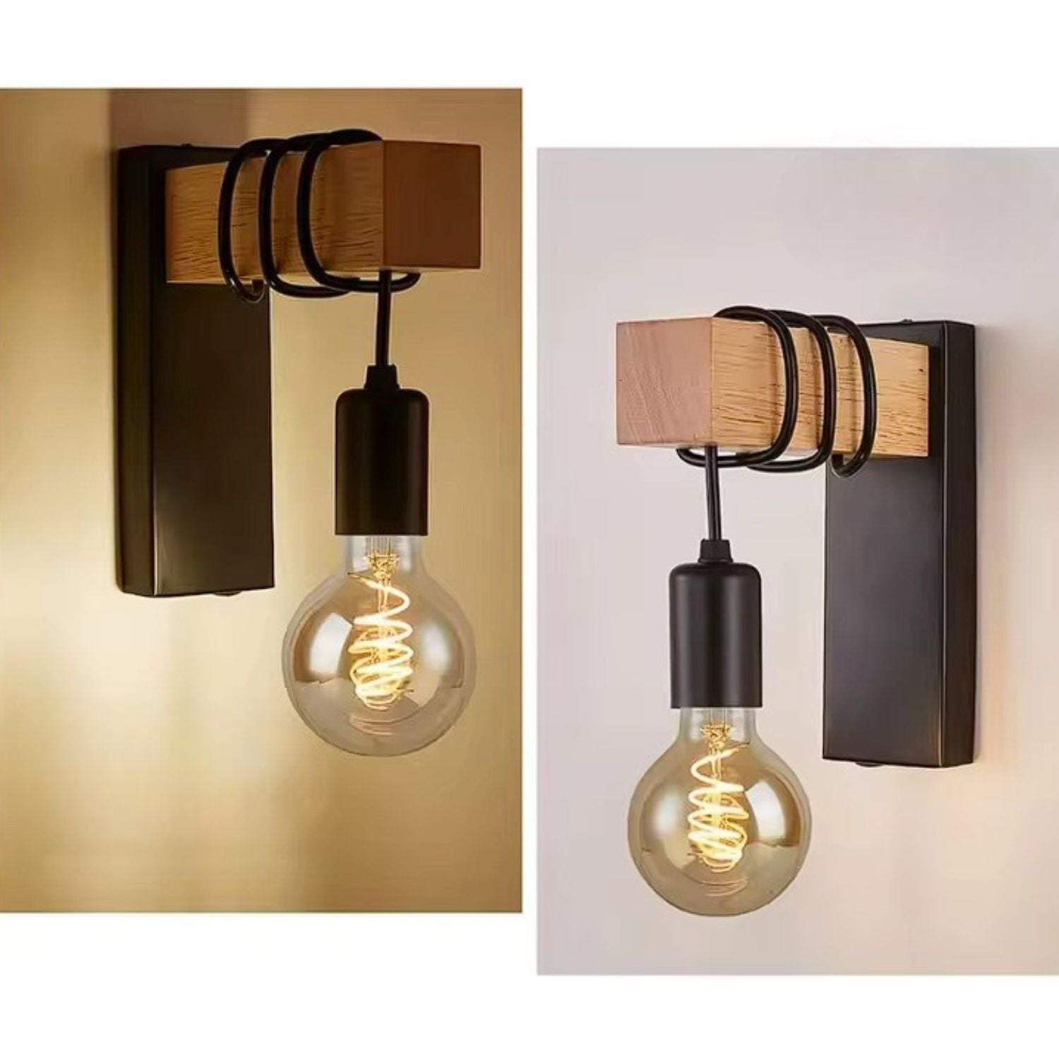 Arandela Retro De Madeira