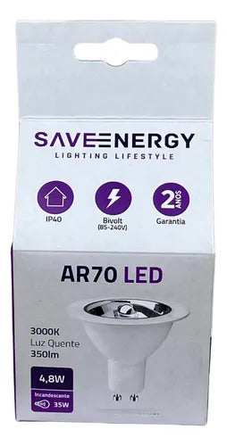 Lâmpada AR70 3000K 350 lm 4,8W - SAVEENERGY