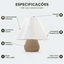 Abajur de Mesa Ayla Drapeado com Lâmpada LED Bivolt