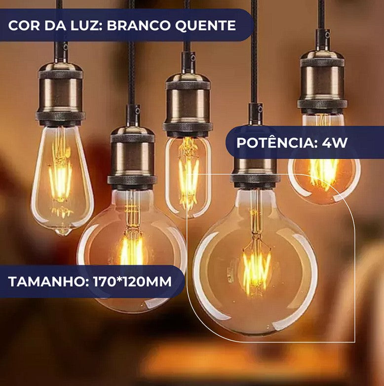 Lâmpada Filamento LED G125 4W E27