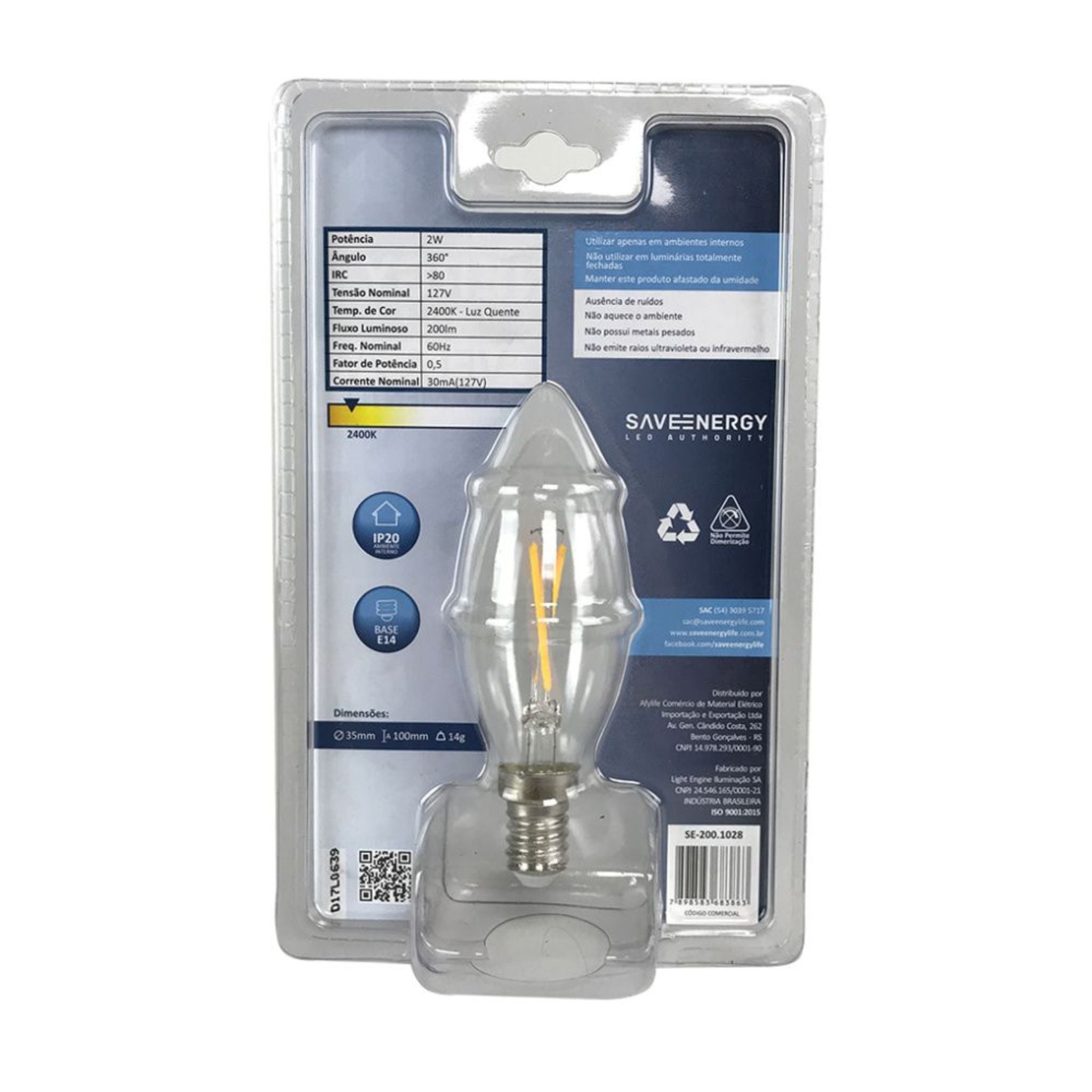 Lâmpada LED Vela 2W (Equiv. 25W) E14 – SaveEnergy