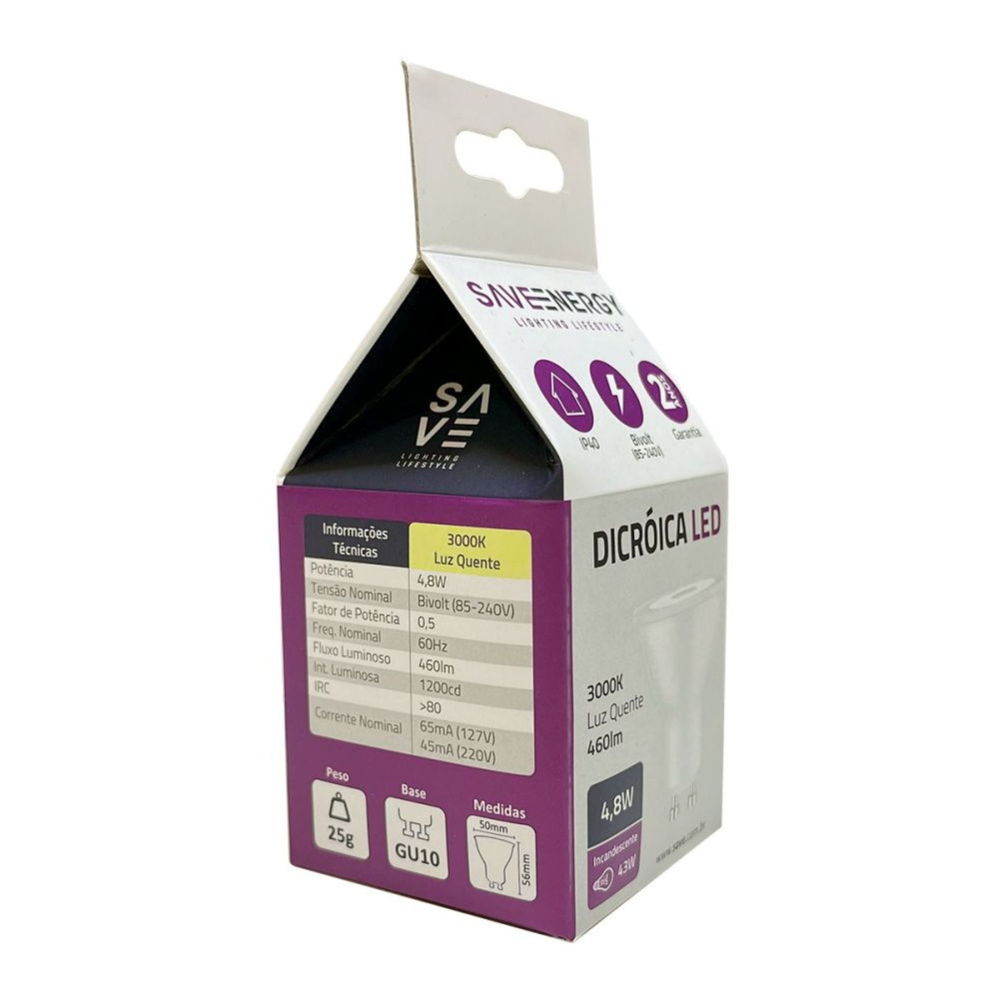 Lâmpada AR70 3000K 350 lm 4,8W - SAVEENERGY