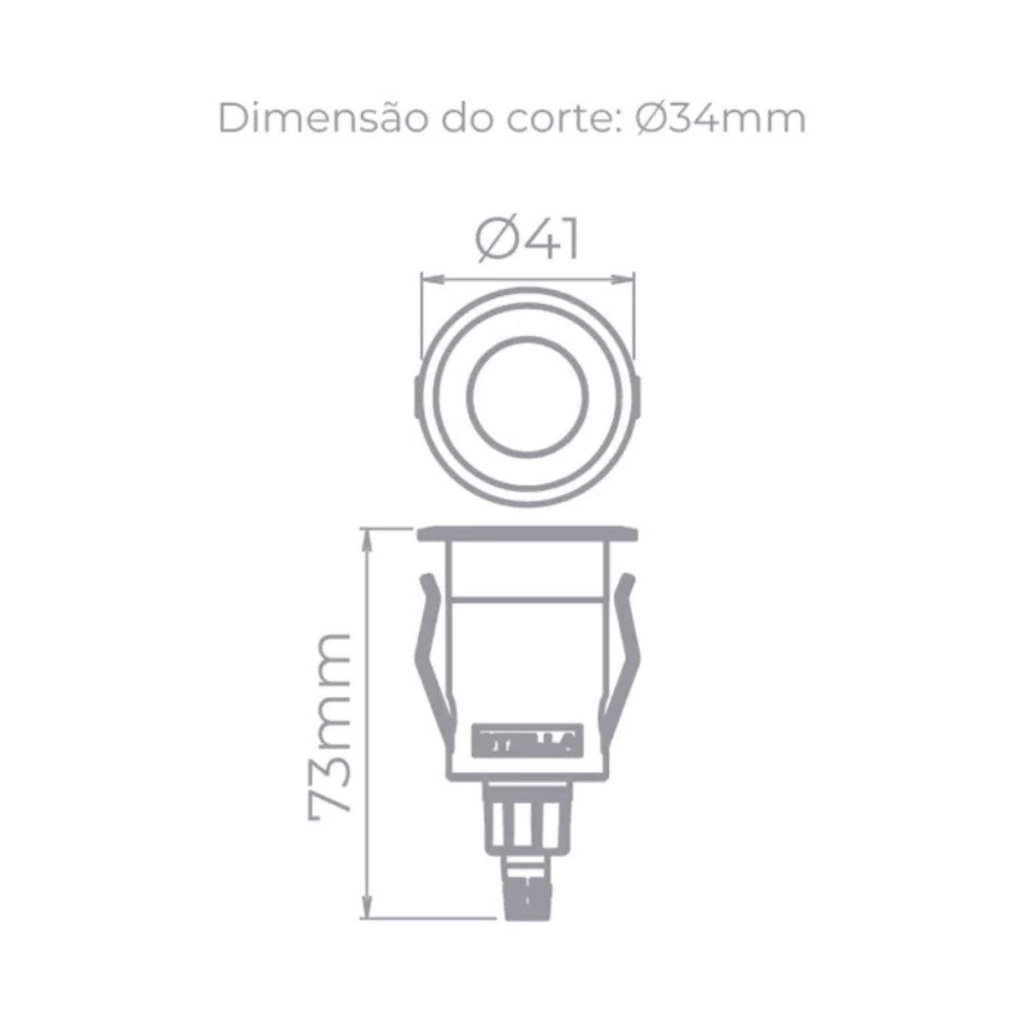Balizador de Solo Chão LED Way Up Redondo 32° Externo 3000K 1W Bivolt