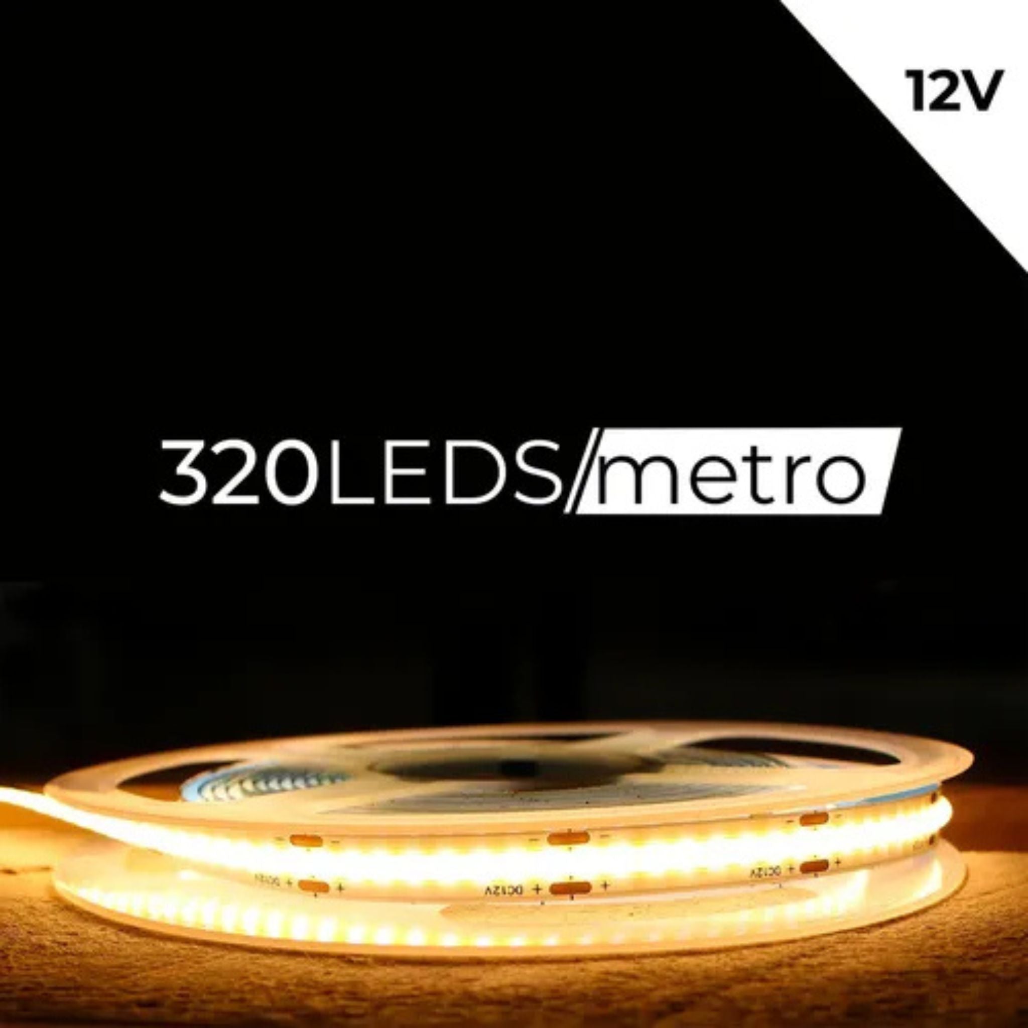 Fita LED COB 12V 320 LEDs/m  8W IRC>90 – Opus