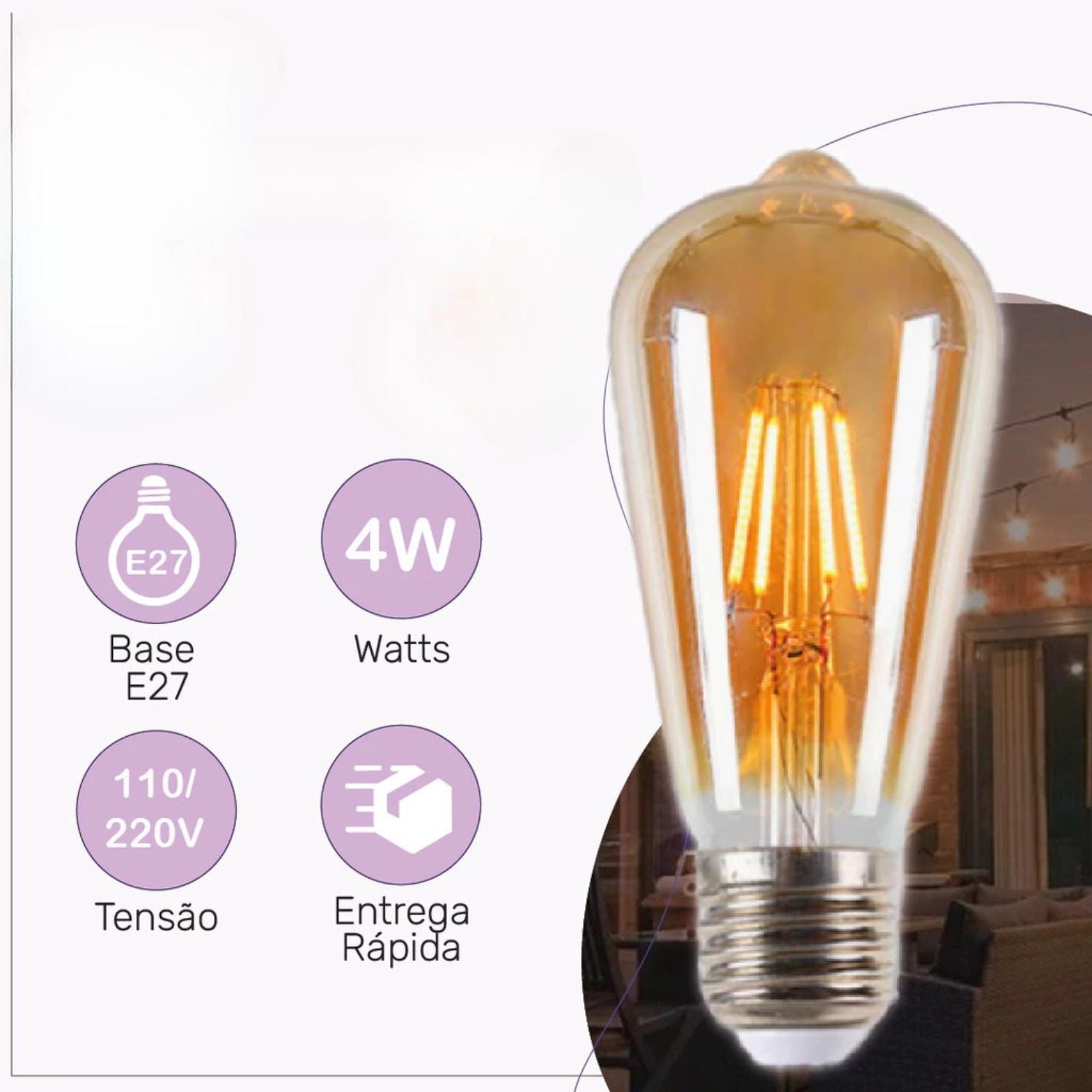 Lâmpada Filamento LED 4W E27