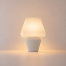 Abajur de Mesa Aura Plissado branco – aceso