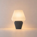 Abajur de Mesa Aura Plissado grafite – aceso