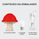 Conteúdo da embalagem: luminária de mesa, lâmpada LED E27 e cabo elétrico com interruptor