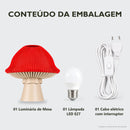 Conteúdo da embalagem: 1 luminária de mesa, 1 lâmpada LED E27 e 1 cabo elétrico com interruptor