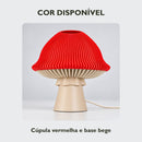 Cor disponível do abajur de mesa cogumelo: cúpula vermelha e base bege