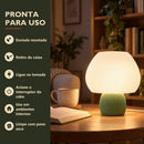 Abajur de mesa pronto para uso: enviado montado, é só tirar da caixa, ligar na tomada e acionar o interruptor do cabo