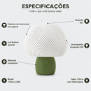 Abajur de Mesa Cogumelo Espiral com Lâmpada LED Bivolt