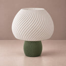 Abajur de Mesa Cogumelo Espiral verde oliva – apagado