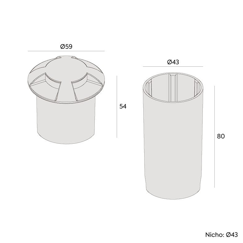 Balizador De Piso Embutir LED 4 Fachos - Interlight 3923